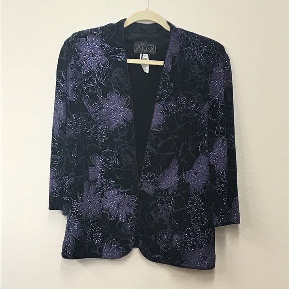 Vintage Jackets & Blazers - Vintage floral purple glitter blazer